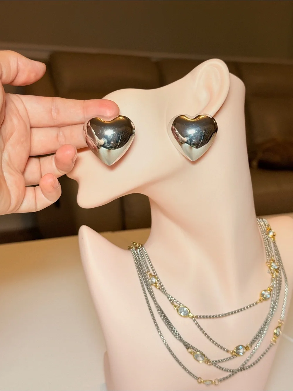 Silver Heart Stud Earrings